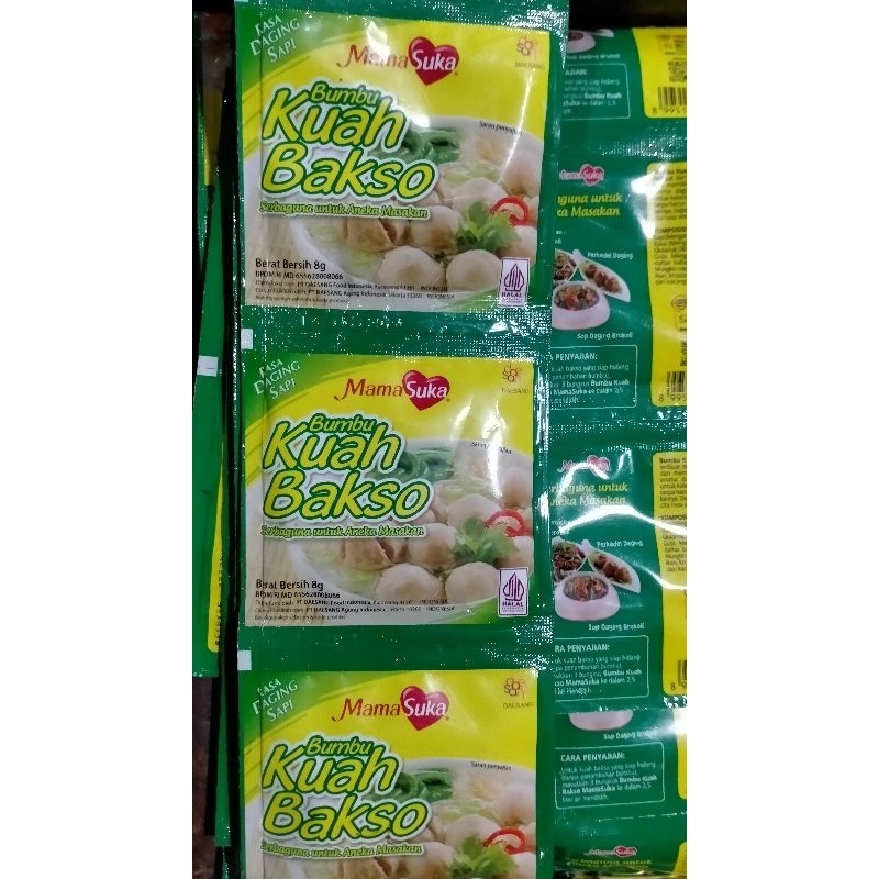 

Mama Suka Bumbu Instan Kaldu Kuah Bakso Daging Sapi ( 12pcs )