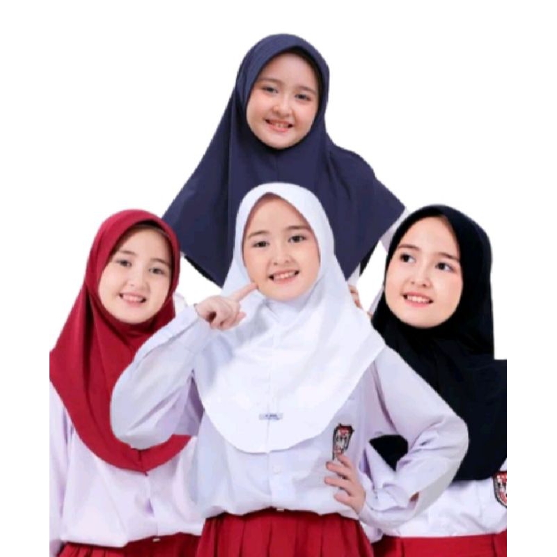 Hijab bergo anak sekolah SD / kerudung sekolah anak SD kelas 1-6/ jilbab sekolah Hamidah polos