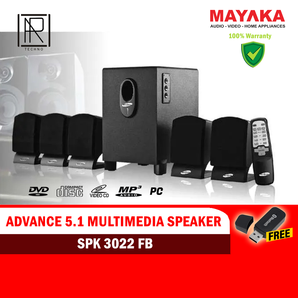 Speaker Aktif 5.1 Channel free Bluetooth receiver, Mayaka SPK 3022 FB Full Bass Super Bass untuk PC 