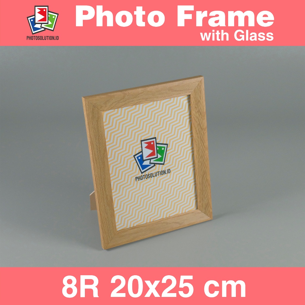 Bingkai Foto 8R Cokelat Motif Minimalis PAKAI KACA - Photo Frame FM25