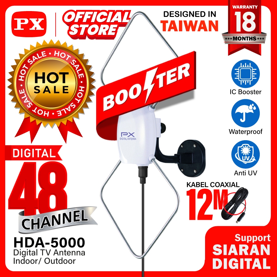 (COD) PX HDA-5000 Antena TV In/Outdoor PX HDA-5000 Digital TV PX HDA 5000 DVB-T2 dan Power Inserter
