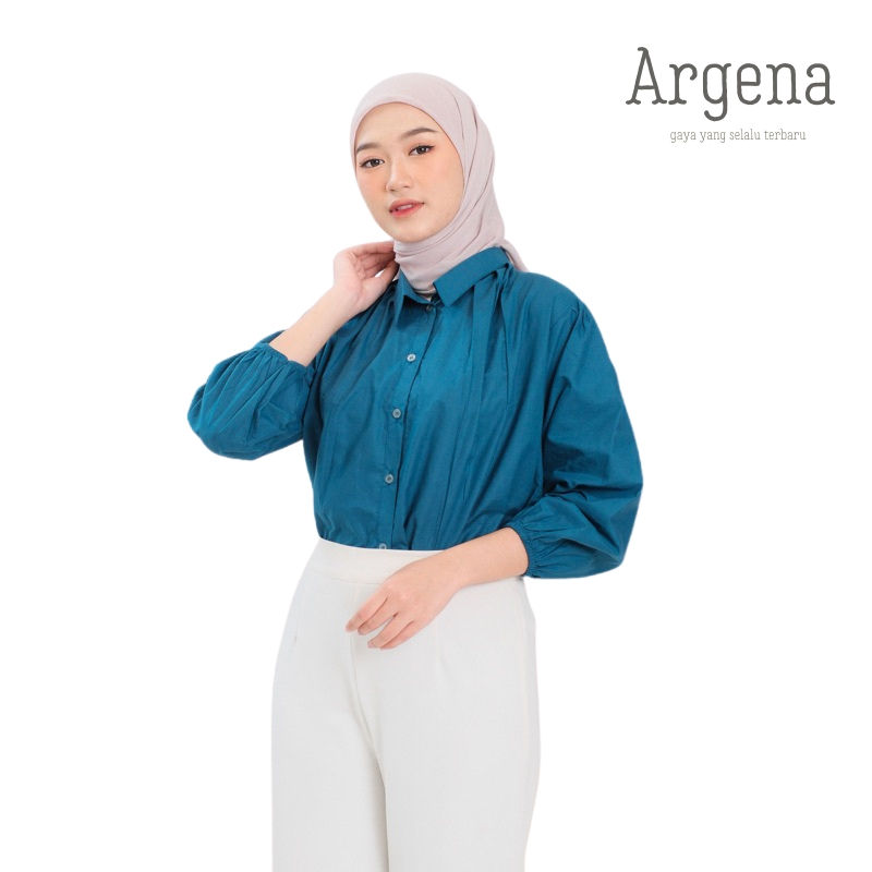 Numi Blouse Atasan Kemeja Wanita Lengan Balon Katun Poplin