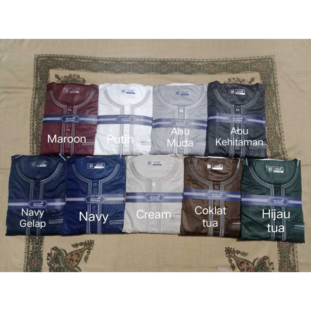 13D GAMIS JUBAH AL HARAMAIN OBLONG TANPA KERAH LENGAN PANJANG BERBAHAN POLYSTER BORDIR IMPOR VIETNAM
