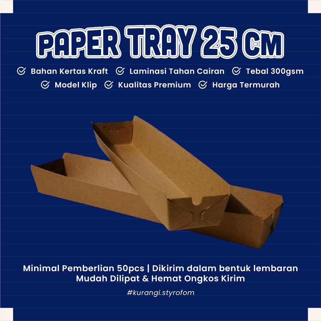 Wadah Kertas Box Dus Packing Makanan SOSIS Uk. 25x4x2,5 Bahan Kraft Laminasi Coklat