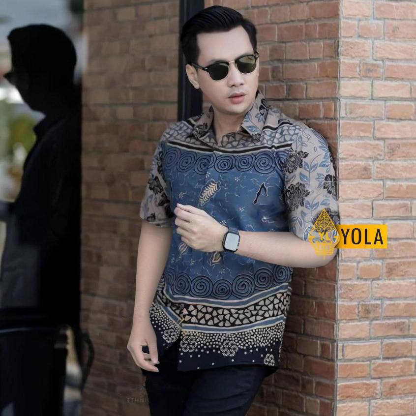 Big Promo Azmi- Kemeja Batik Pria Lengan Pendek Modern Casual Modis Motif Sultan Exclusive Size M L