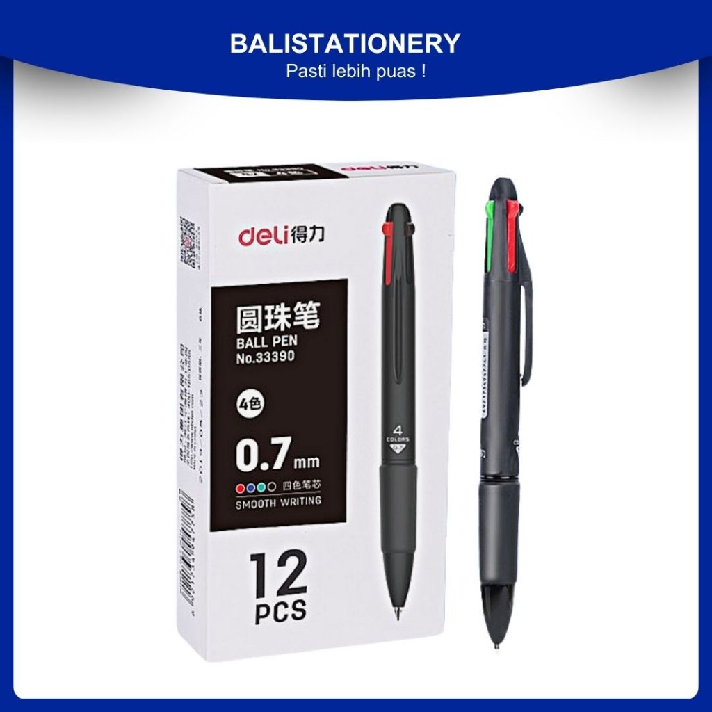 

Pena Pulpen Bolpoin Cetek Retractable 4 Warna Deli 0.7 mm 33390