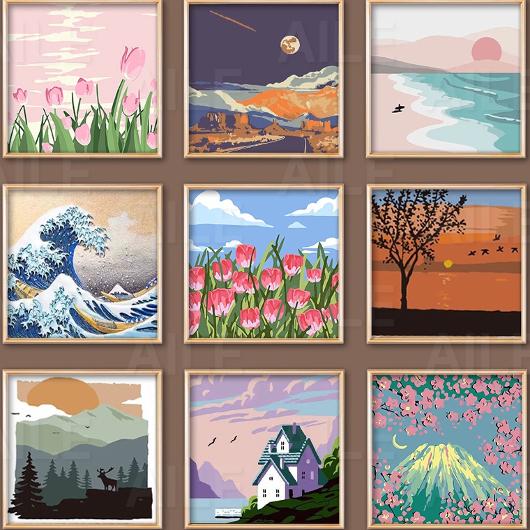 

KODE L44P Paint By Number 2x2cm DIY Paint Kit with Frame Digital Painting Landscape Cartoon Anime Series