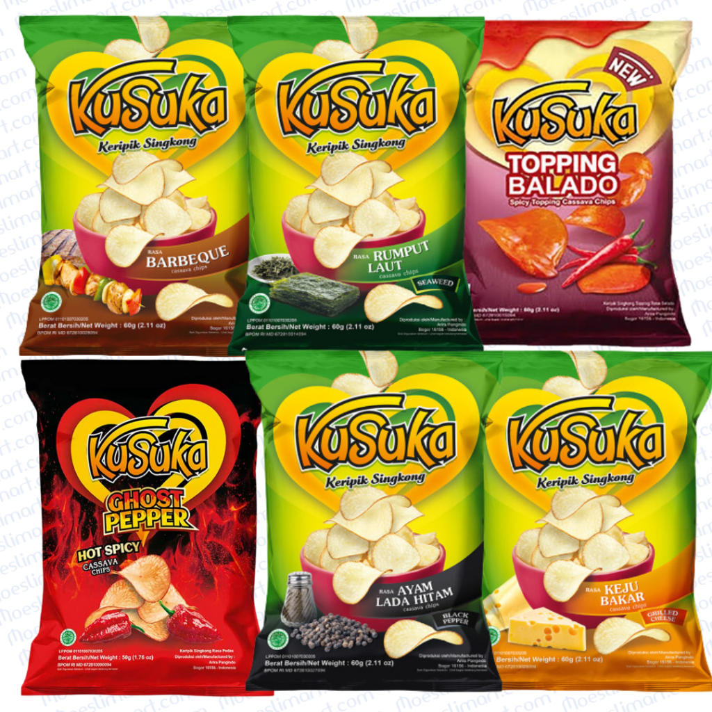 

KuSuka Keripik Singkong 60 g All Varian | Barbeque Balado Jagung Bakar Ayam Lada Hitam