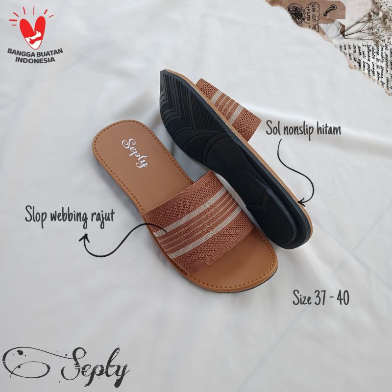 Sandal Slop Wanita Fladeo Rajut Wanita Teplek Original Wanita Terbaru