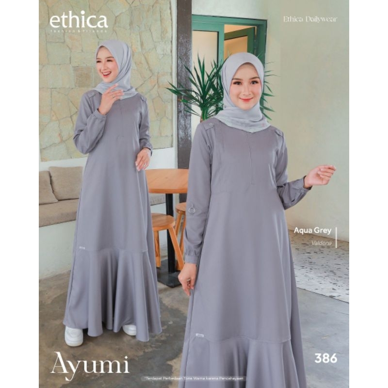 Ethica Daily Ayumi 386 Aqua Grey Gamis Terbaru