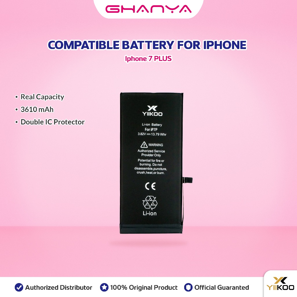 Yiikoo Iphone 7 PLUS 3610mAh Battery Super High Capacity Batre Ori