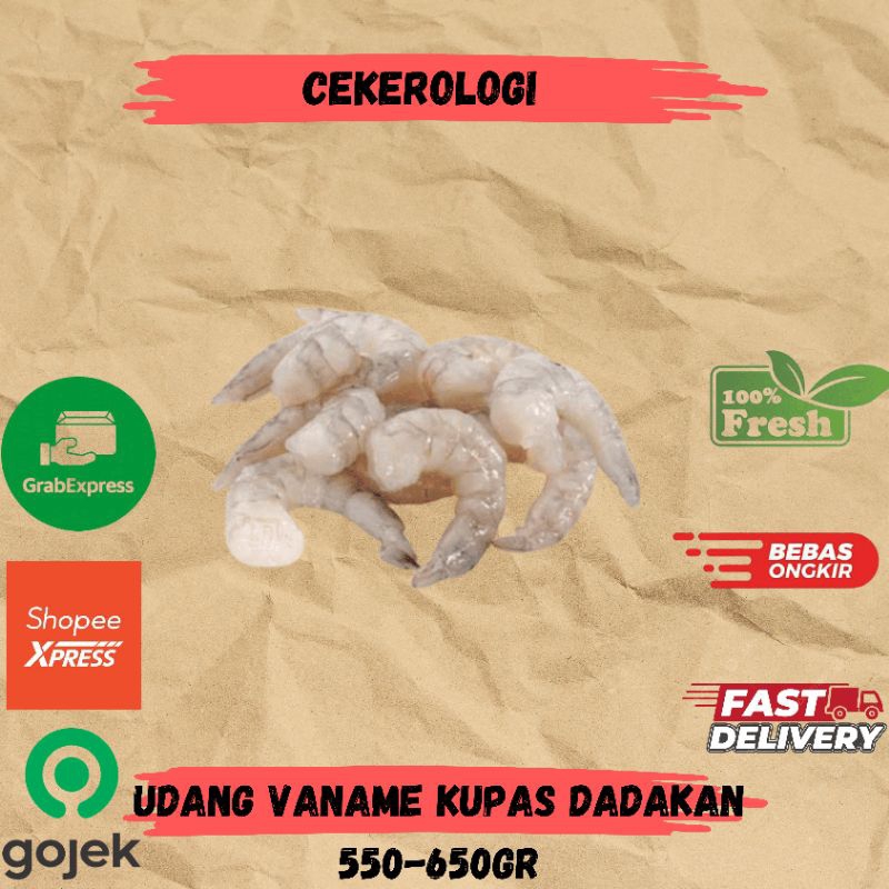 

Udang Vaname Kupas Dadakan 550-650gr / Udang Vaname Kupas / Udang Vaname / Vaname / Udang Vaname Kupas Fresh Berkualitas / JABODETABEK / Seafood Segar / Seafood