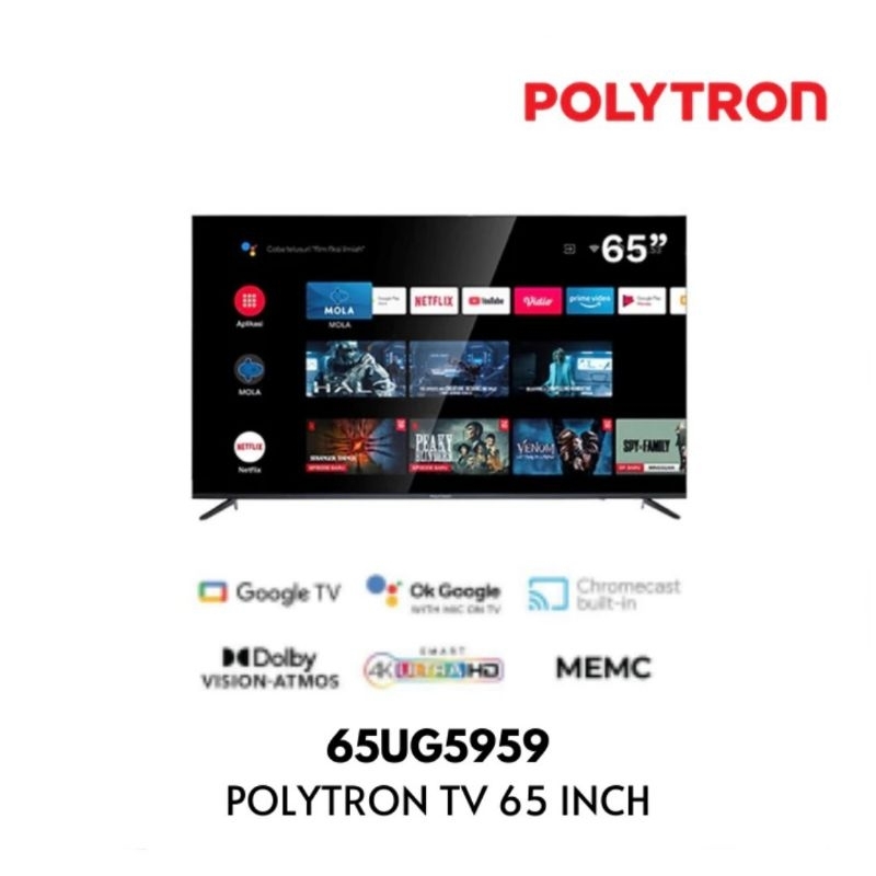 TV POLYTRON 65inch PLD 65UG5959 4K UHD HDR Smart Google TV 65 Inch