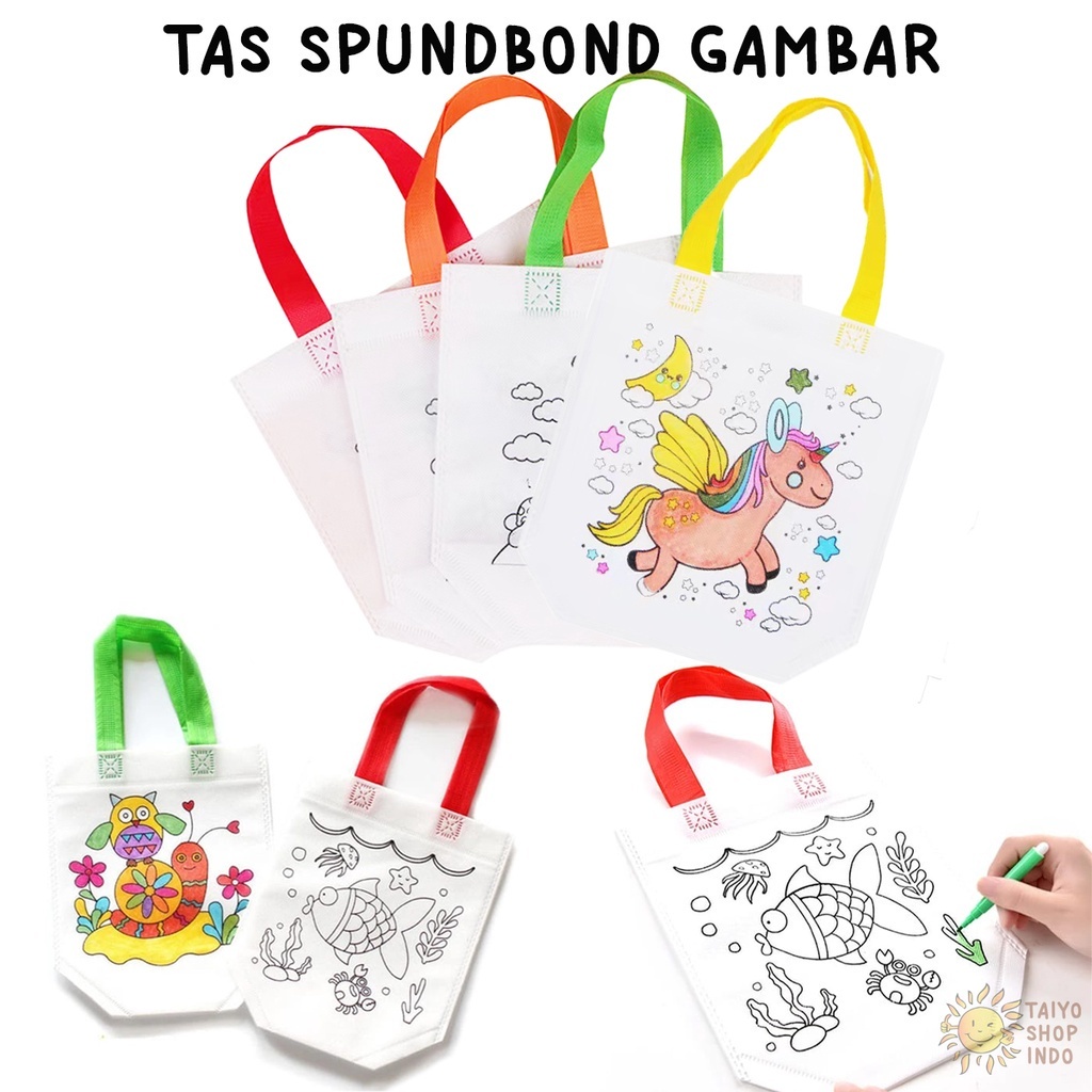 

Coloring Bag Painting Tas Spunbond 2 Sisi Mewarnai Edukasi Prakarya Kreatif AL