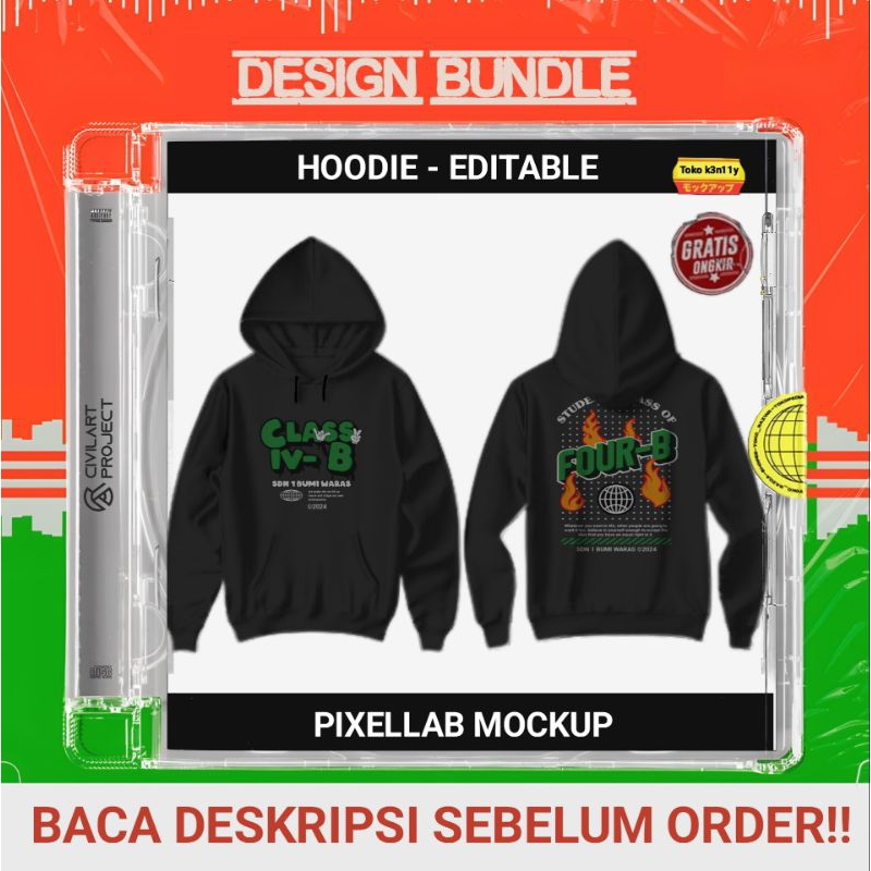 Template Mockup Hoodie Pixellab Editable