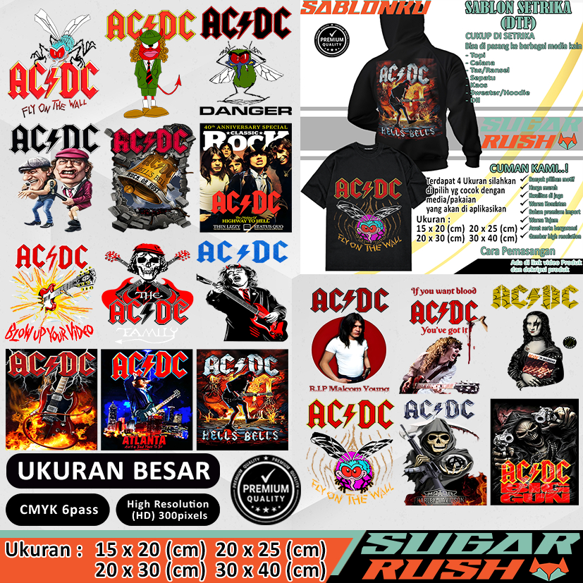 Sablon kaos custom sablon dtf custom sablon setrika ukuran besar Part 10 band metal acdc sablon temp