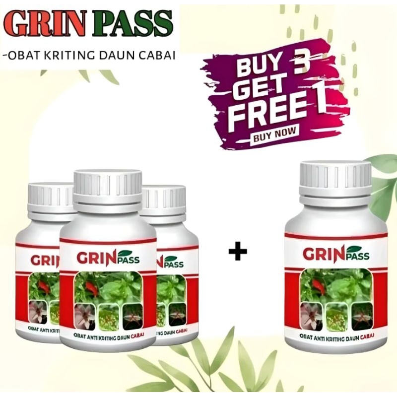 GRIN pass obat hama anti kriting daun cabai (beli3 gratis 1)