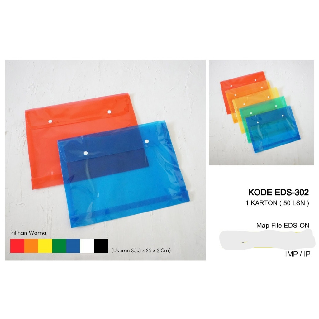 

MAP PLASTIK KANCING 2 FOLIO TEBAL TRANSPARANT WARNA MAP DOKUMEN FILE BAG