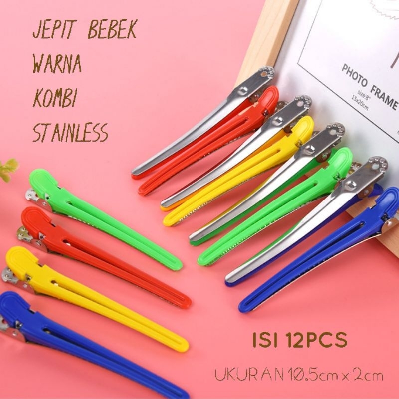 Jepit Rambut Salon Warna Warni (12pcs) / Jepit Bebek Salon