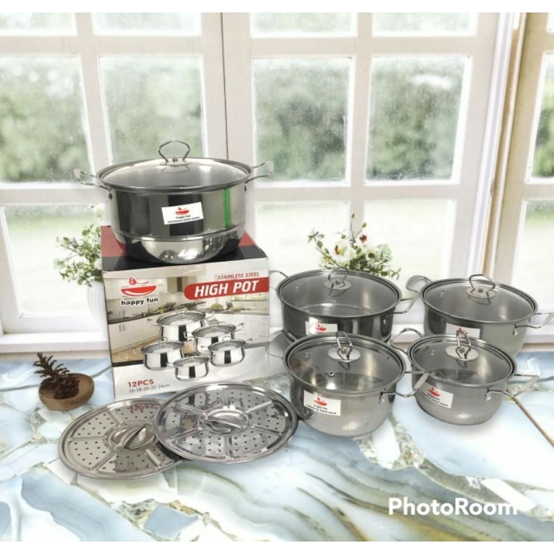 High Pot/ Panci Set 5Pcs + Steamer