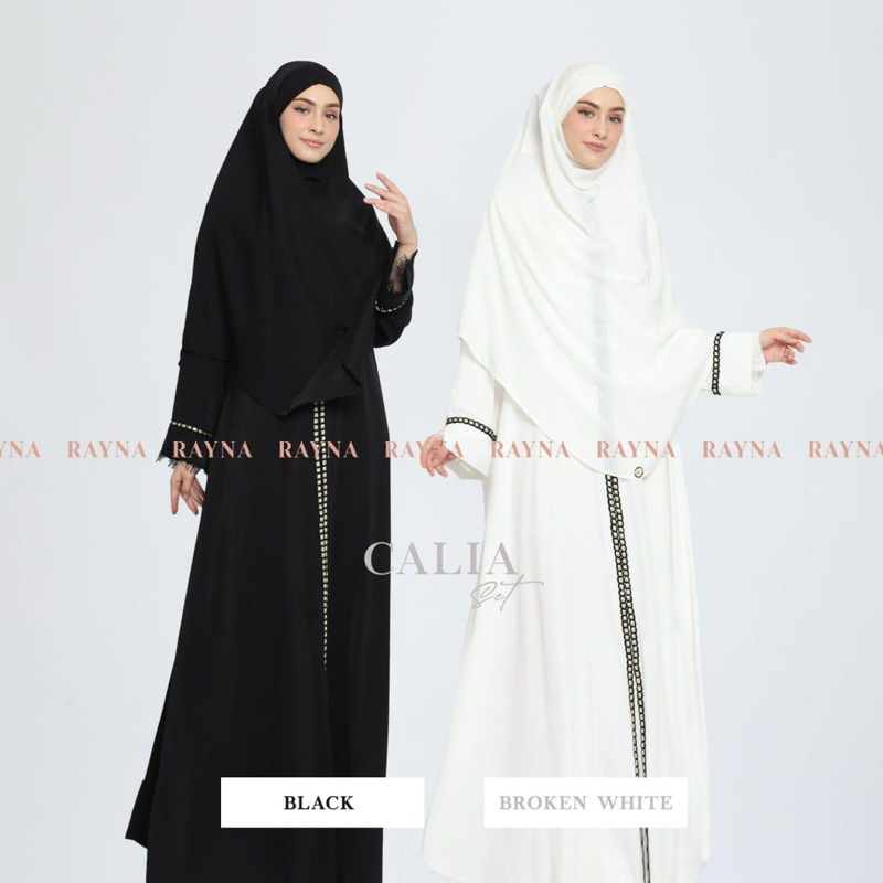 Gamis Calia Set Hitam Putih Original By Rayna