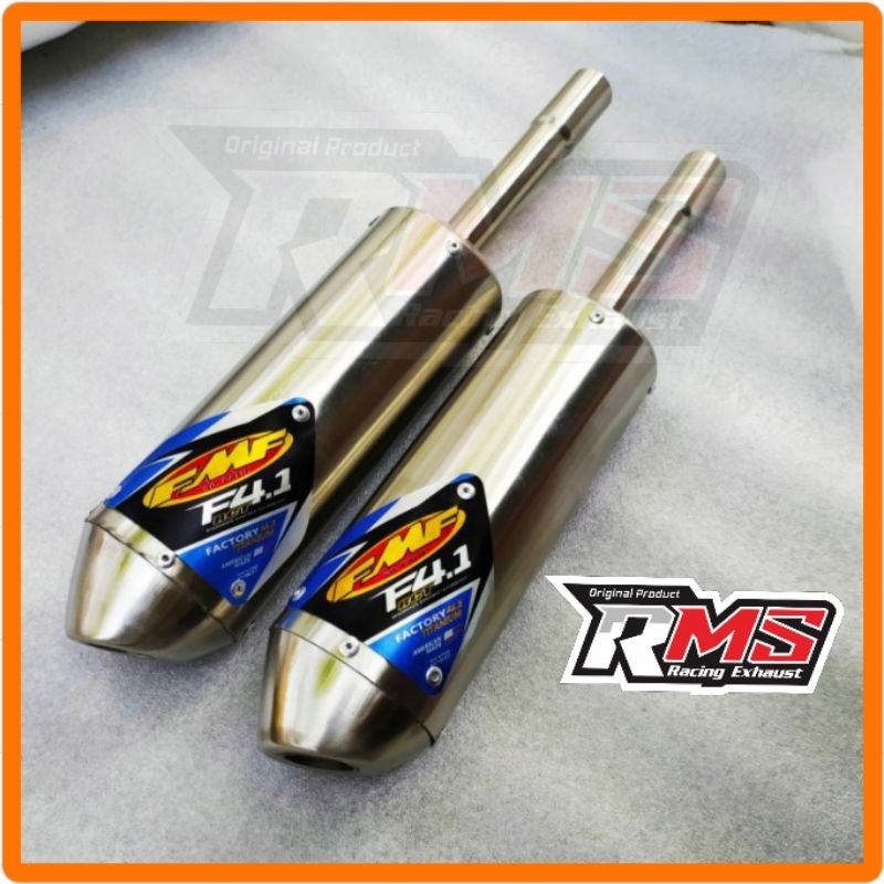 silincer knalpot 2 tak DT100 udang trail staenlis
