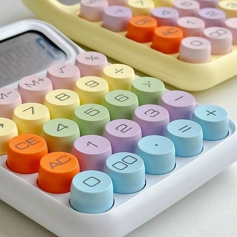 

PE817M Kalkulator Calculator Keyboard Boba Dot Fancy Warna Soft Pastel merk Perisai Free Baterai ART U6I5
