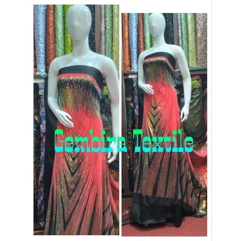 (COD) Bahan Kain Tulle Scqeen Motif Gradasi Full Payet Terbaru permium