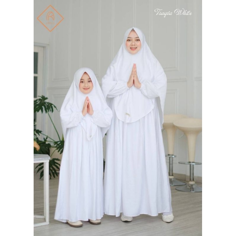 GAMIS SET TSAQIA WHITE & BLACK SERIES | BAJU JILBAB MANASIK PUTIH DAN HITAM COUPLE ANAK DEWASA