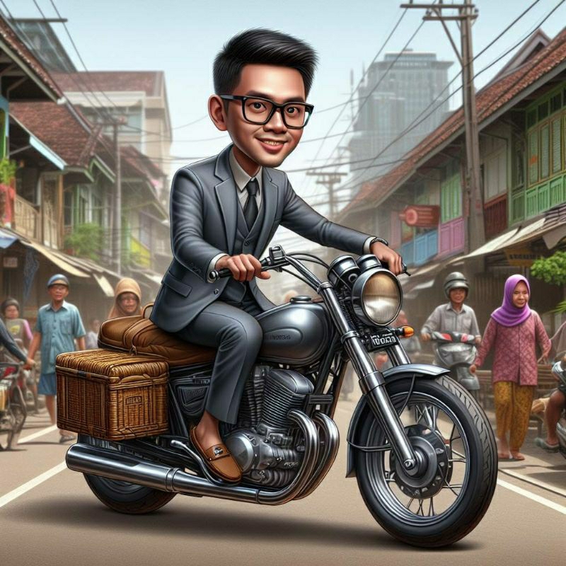 JASA EDIT PHOTO WAJAH KARIKATUR AI 3D NAIK MOTOR