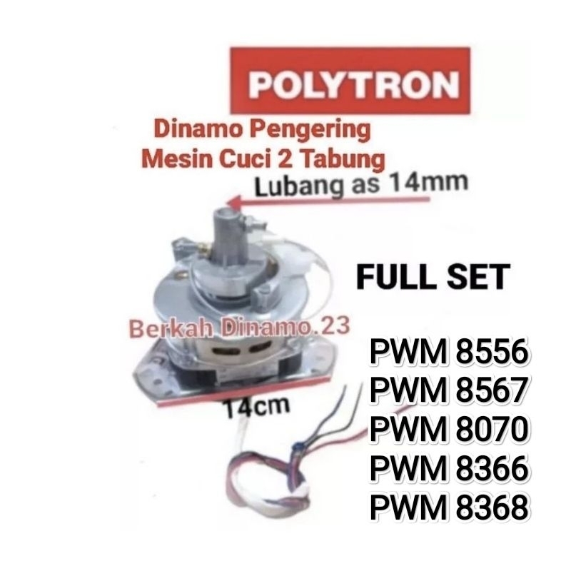 Dinamo Mesin Cuci Polytron PWM 8366 / PWM 8556 / PWM 8567 / PWM 8070 Spin Motor Pengering Polytron 2 Tabung