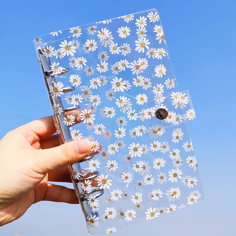 

KODE J43X Binder Buku Kulit 6 Lubang Hanya Kulit DIY Plastik Transparan Notebook Daisy Shell A6 A7 Single Shell