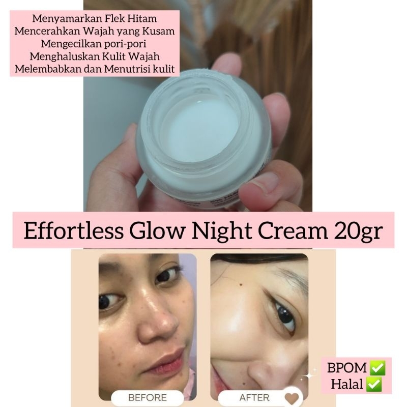 [KUNAMI] Effortless Glow Night Cream - Kunami Night Cream Flek BPOM - Cream Malam Glow Flek - Skinca