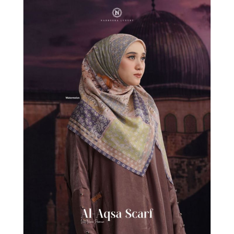 Al-Aqsa scarf Nadheera luxury|hijab segiempat motif