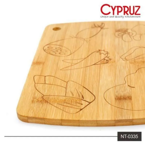 Cypruz Bamboo Talenan Bambu Talenan Bermotif Persegi Chopping Board