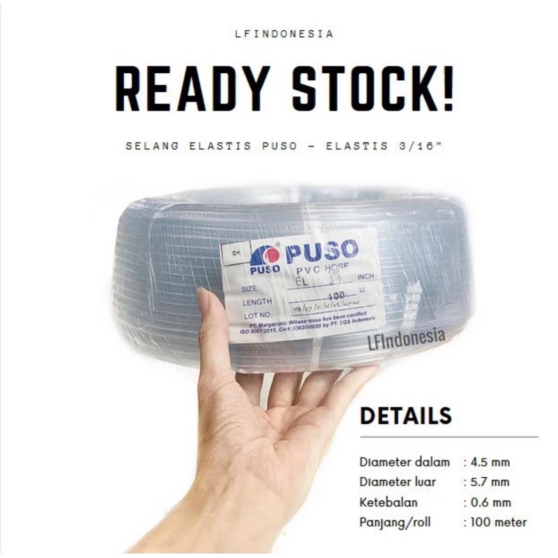 Selang Aerator Puso 1 Roll 100 Meter Selang Aerator Aquarium Puso