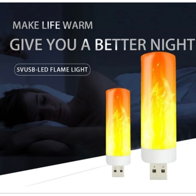 Lampu LED USB  FLAME Effect 5V Yellow Light