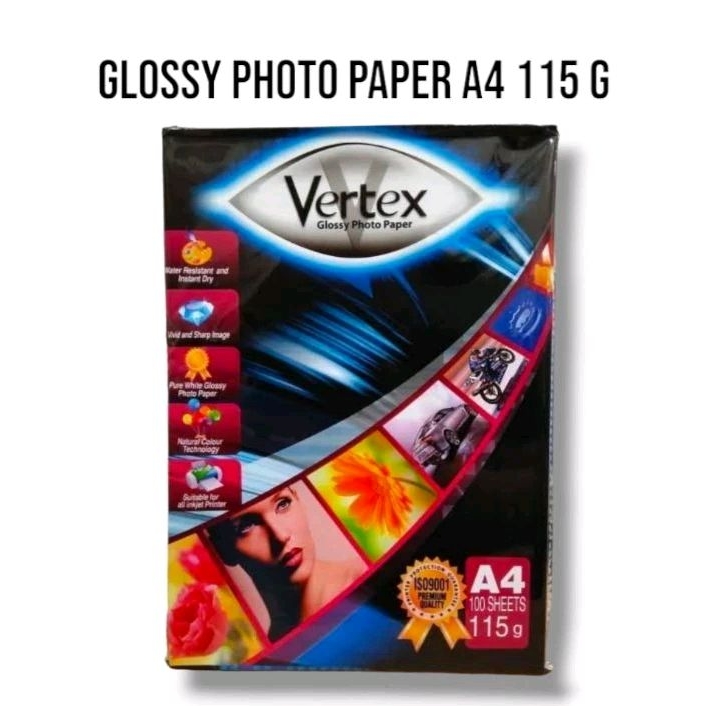kertas foto vertex A4 115 gr / kertas photo glossy vertex  (100 lembar)