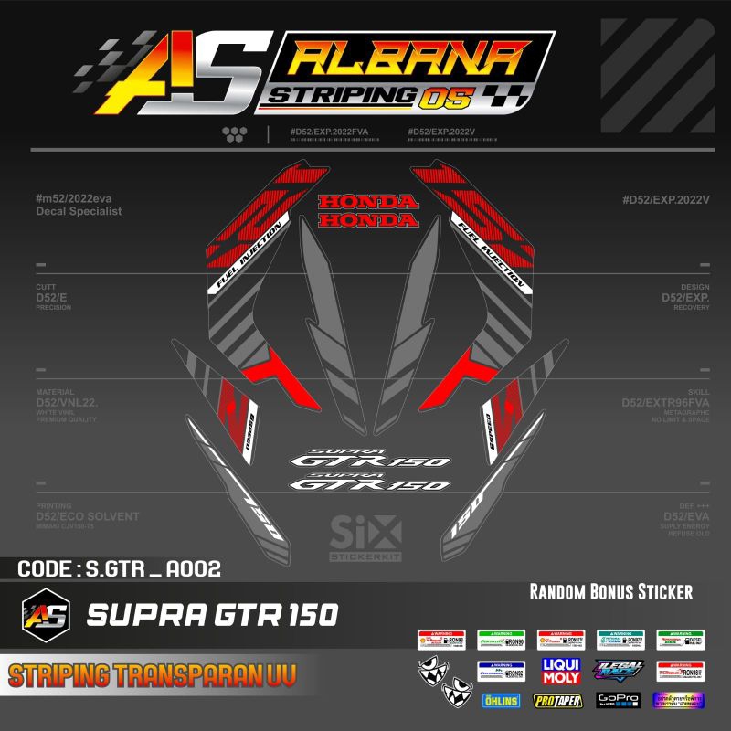 STRIPING HONDA GTR 150 TRANSPARAN/STICKER GTR 150 TRANSPARAN