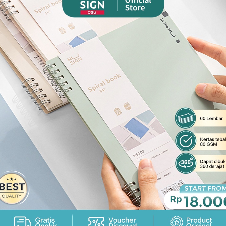 

Ready Terbaru Nusign Spiral Notebook Buku Catatan Jilid Spiral A5 B5 6 Lembar 8 GSM Desain Warna Pastel NS3X