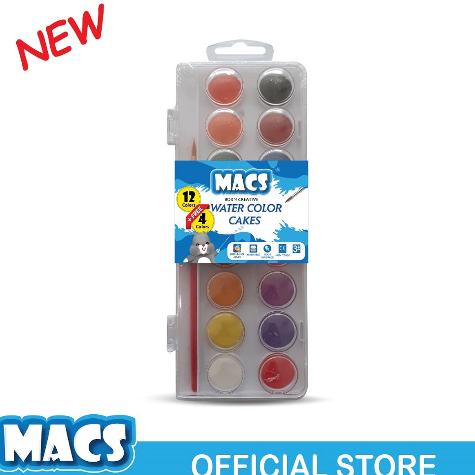 

Promo Merakyat MACS Cat Air Water Color Cakes 12 Free 4 Warna