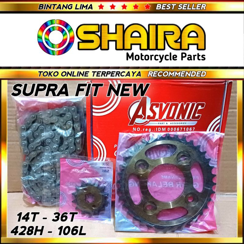 GEAR SET SUPRA FIT NEW / GEAR PAKET SUPRA FIT NEW 14T-36T/428-106L SUPERIOR QUALITY