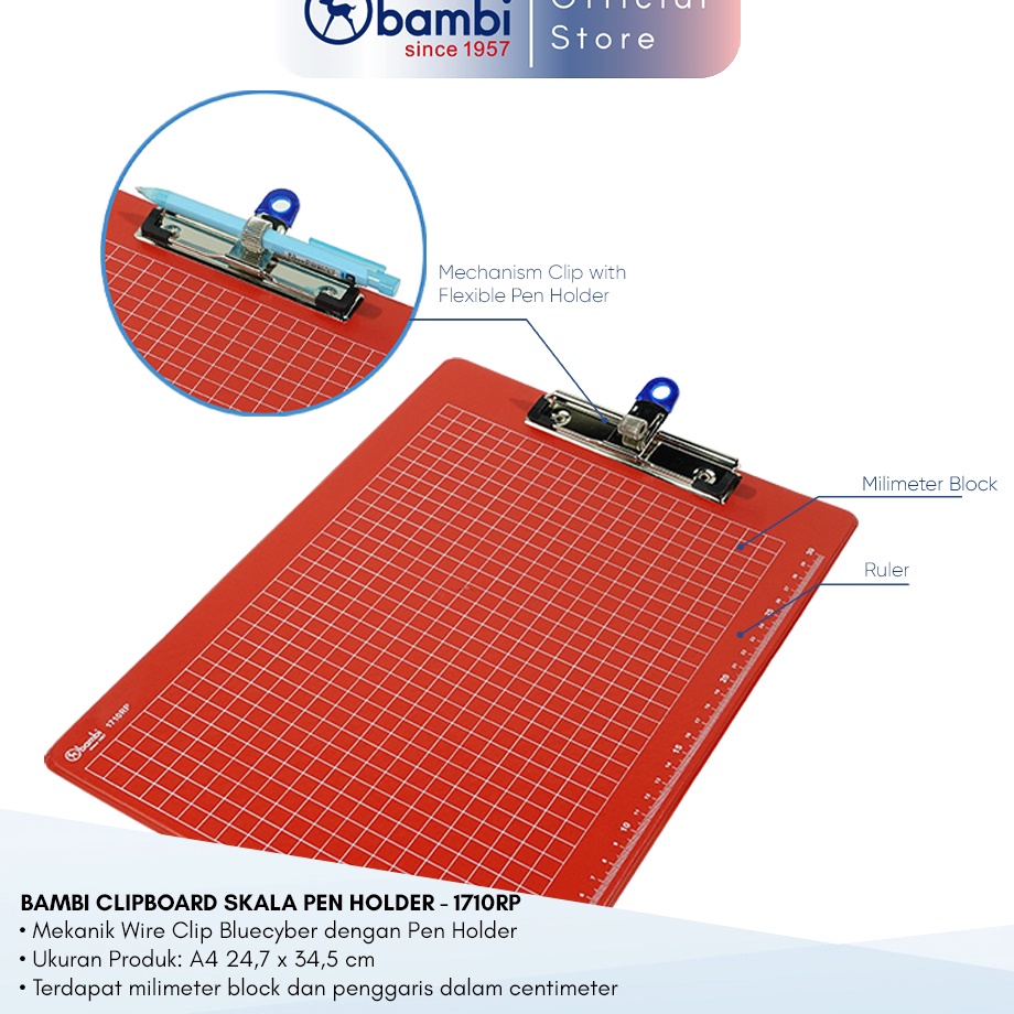 

Hot Selling Bambi Papan Jalan Papan Ujian Include Pen Holder Clipboard kode 171RP