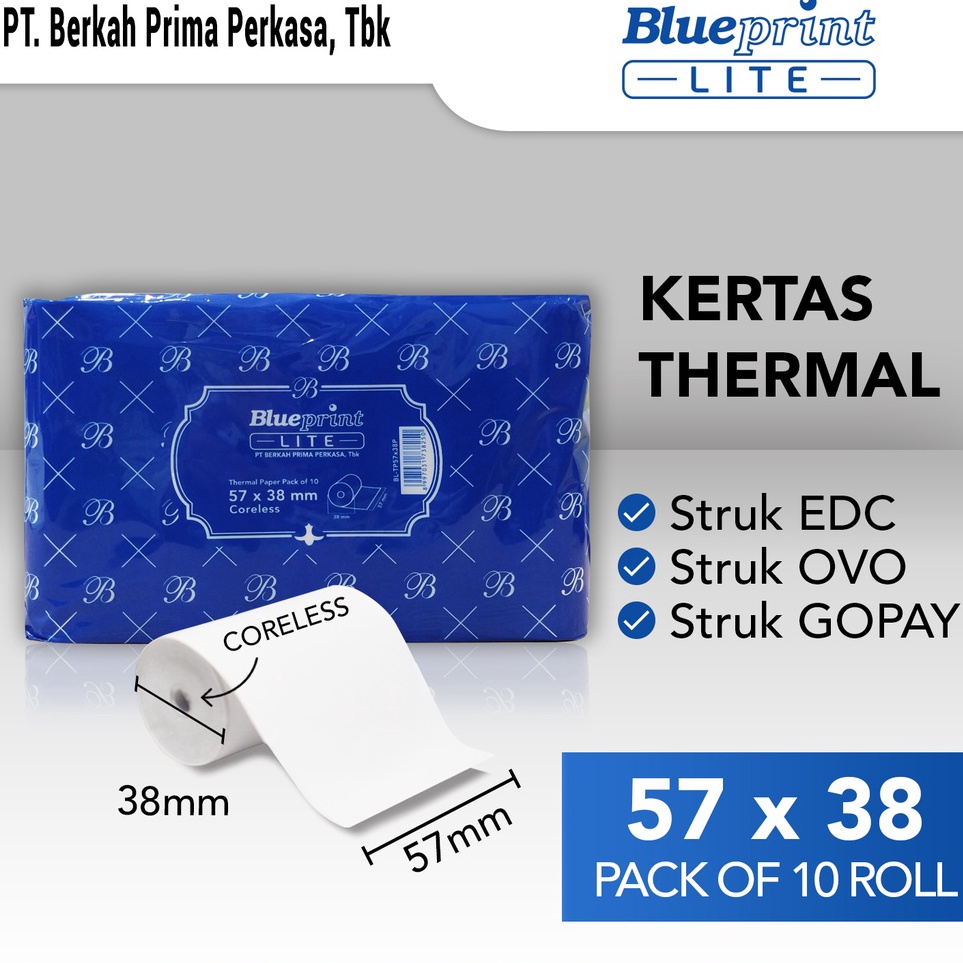 

Update Terjamin Kertas Thermal Struk BLUEPRINT LITE 57x38 57x38os 1 Pack isi 1 roll