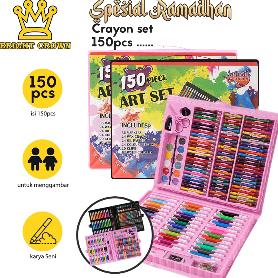 

Dijamin Original Bright Crown Pensil Warna Crayon set isi 15 pcs Crayon Mewarnai Alat Menggambar atau Mewarnai