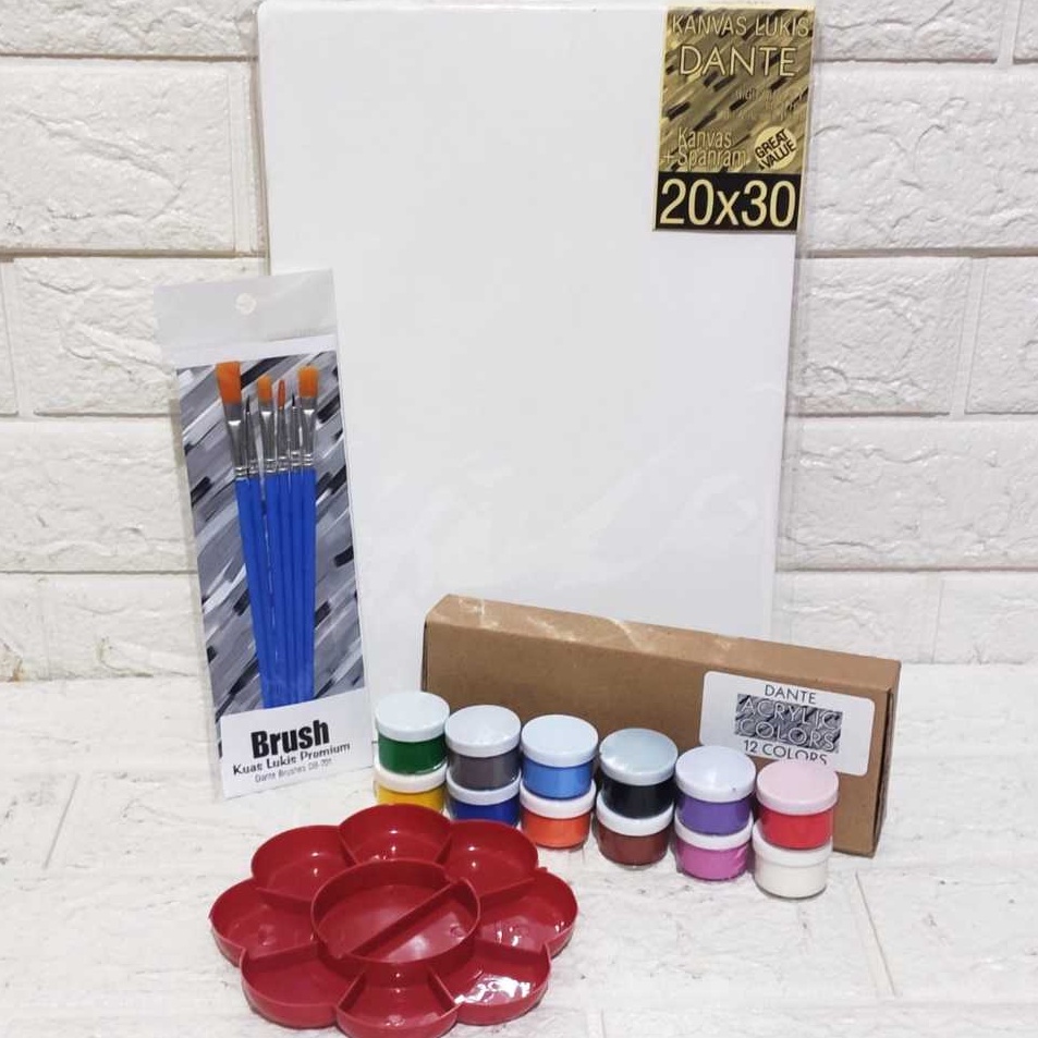 

Serba Unik PAKET MELUKIS SET Kanvas 2X3 Kuas Palet
