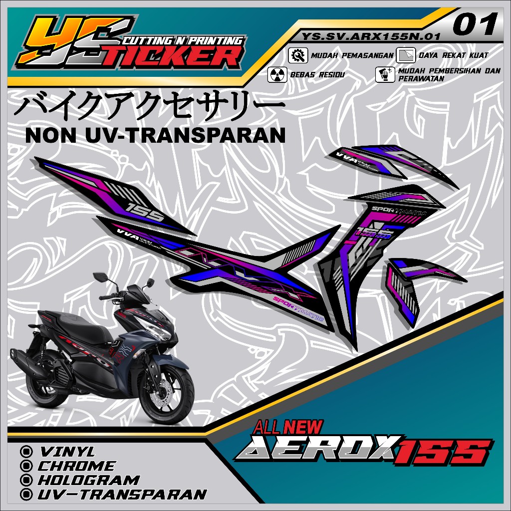 Decal Striping AEROX NEW 155  - Stiker Modifikasi List Variasi CUSTOM YAMAHA AEROX NEW 155 Terbaru
