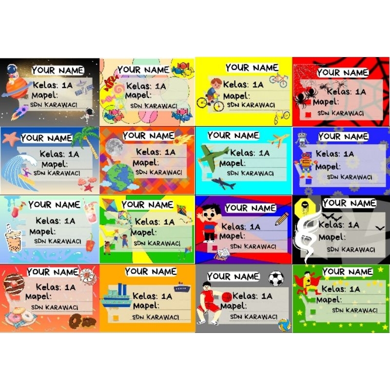 

Stiker label buku isi 16pcs custom nama