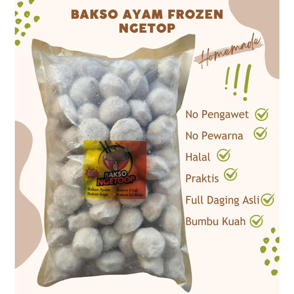

Bakso Ayam Frozen Ngetoop 500 Gram dan 1 Kg