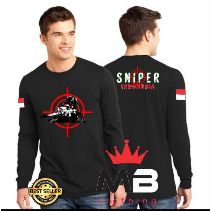 Kaos Oblong Pria Sniper Lengan Panjang Premium baju Longsleeve Original Outfit Cowok Keren Kaos Dist